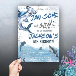 🦈 Mach mit unserer Shark-Geburtstagsfeier Wellen  Einladung