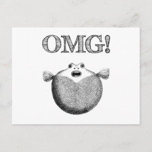 MACH! Niedliche und lustige Blowfish Illustration  Postkarte