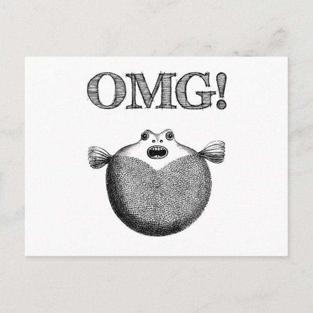 MACH! Niedliche und lustige Blowfish Illustration  Postkarte (Vorderseite)