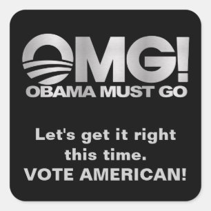MACH! Obama muss gehen - Silber / Schwarz Quadratischer Aufkleber
