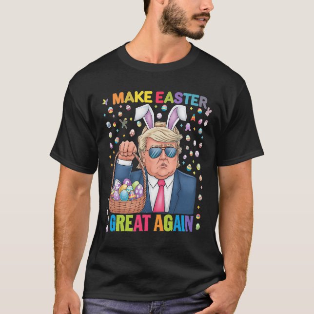 Mach Ostern wieder großartig, lustiger Trump-Bunny T-Shirt (Vorderseite)