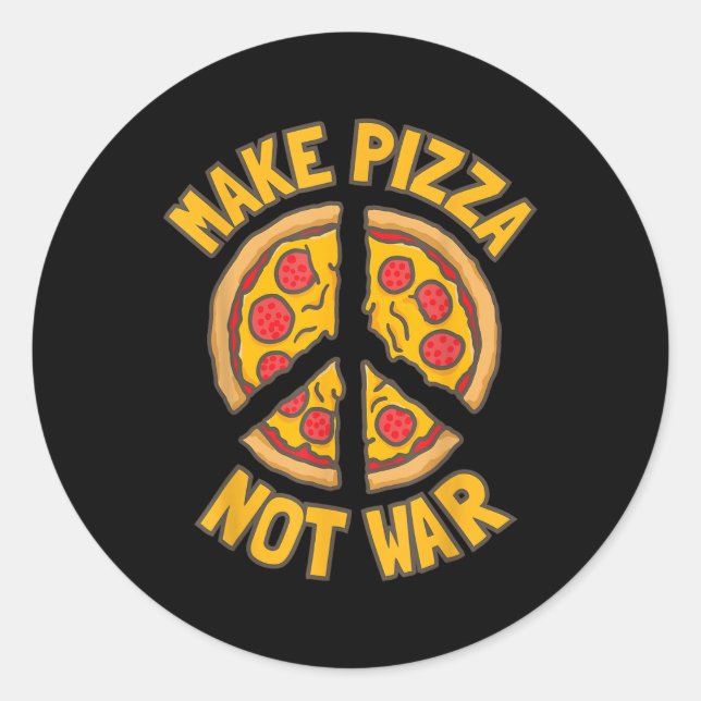 Mach Pizza. Kein Krieg. Runder Aufkleber (Vorderseite)