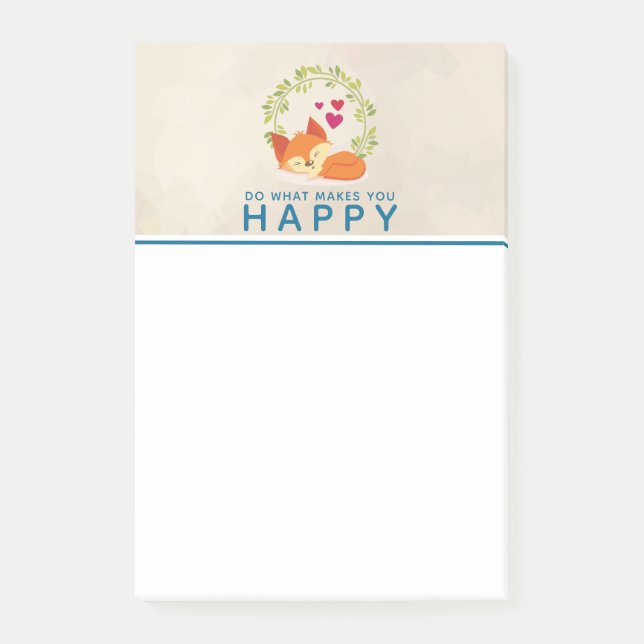 Mach, was dich glücklich macht, Fox mit Herz zu sc Post-it Klebezettel (Vorderseite)