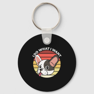Mach Was Ich Will Frenchie Retro Französische Bull Schlüsselanhänger