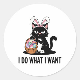 Mach Was Ich Will Vintage Schwarze Katze Lustige O Runder Aufkleber