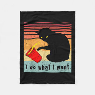 Mach Was Ich Will Vintage Schwarze Katze Rote Tass Fleecedecke