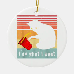 Mach Was Ich Will Vintage Schwarze Katze Rote Tass Keramik Ornament