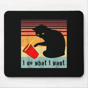 Mach Was Ich Will Vintage Schwarze Katze Rote Tass Mousepad