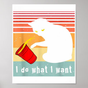 Mach Was Ich Will Vintage Schwarze Katze Rote Tass Poster