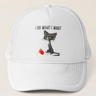 Mach Was Ich Will Vintage Schwarze Katze Rote Tass Truckerkappe