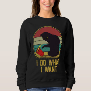 Mach was ich will Vintage schwarze Katze roter Bec Sweatshirt