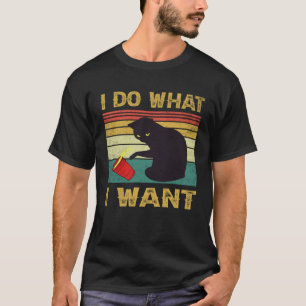 Mach was ich will Vintage schwarze Katze roter Bec T-Shirt