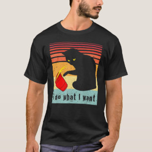 Mach was ich will Vintage schwarze Katze roter Bec T-Shirt