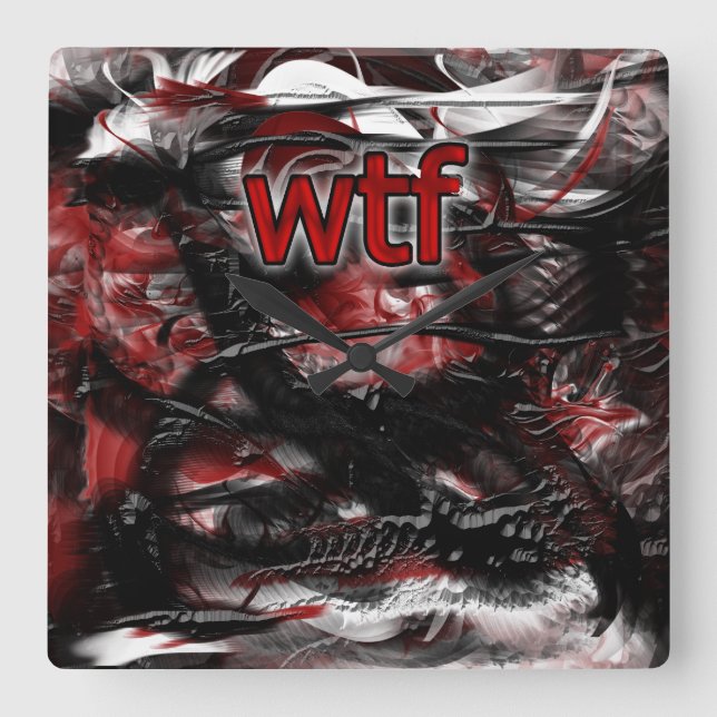 MACH! wtf Quadratische Wanduhr (Vorderseite)