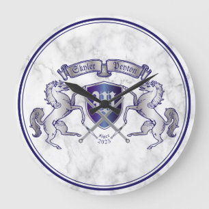 Mache deinen eigenen Wappen-Silberschild Große Wanduhr