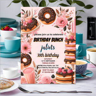 machen Donut Pancake Erwachsenen rosa Brunch 30. G Einladung