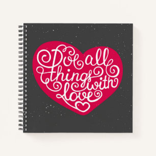 Machen Sie alles mit Liebe Red Notizbuch