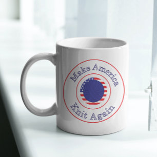 Machen Sie Amerika Strick Funny Red White Blue Kaffeetasse