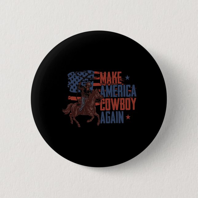 Machen Sie Amerika Western Cowboy wieder Retro 4.  Button (Vorderseite)