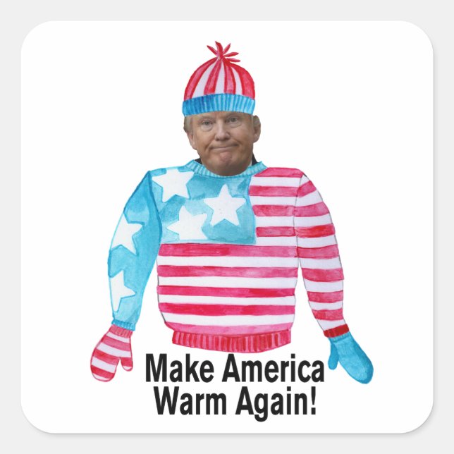 Machen Sie Amerika wieder warm Weihnachtspulli Quadratischer Aufkleber (Vorderseite)