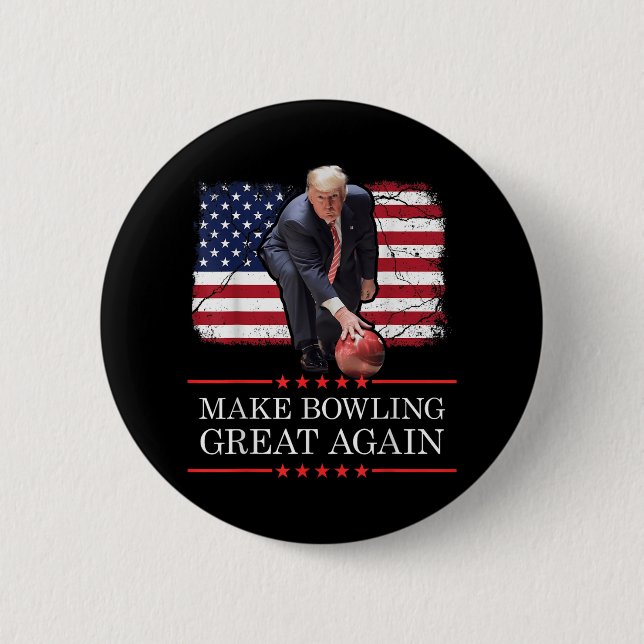 Machen Sie Bowling wieder groß - Funny Trump Bowli Button (Vorderseite)