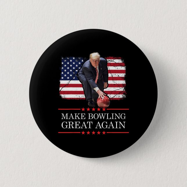 Machen Sie Bowling wieder groß - Funny Trump Bowli Button (Vorderseite)