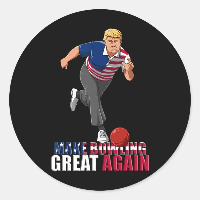 Machen Sie Bowling wieder groß - Funny Trump Bowli Runder Aufkleber (Vorderseite)
