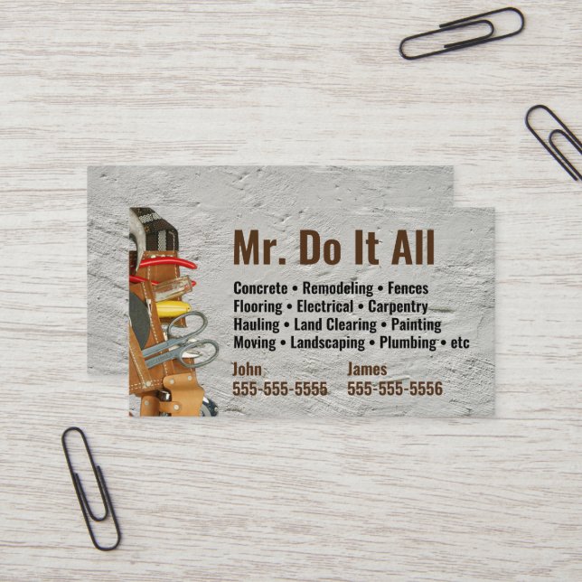 Machen Sie das alles Handyman Business Card Visitenkarte (Vorderseite/Rückseite Beispiel)