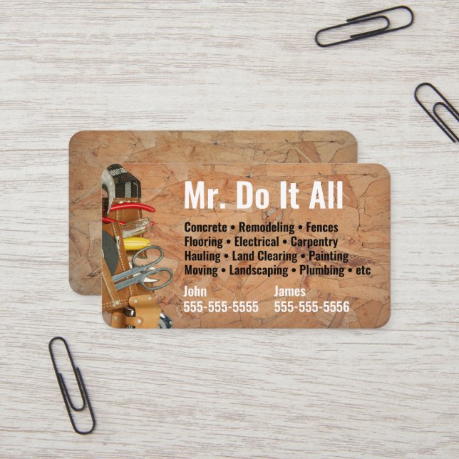 Machen Sie das alles Handyman Business Card Visitenkarte (Vorderseite/Rückseite Beispiel)