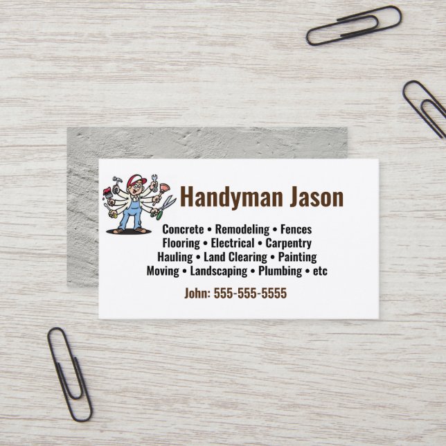 Machen Sie das alles Handyman Business Card Visitenkarte (Vorderseite/Rückseite Beispiel)