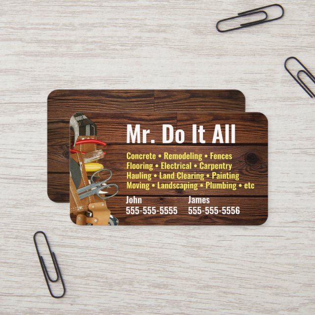 Machen Sie das alles Handyman Business Card Visitenkarte (Vorderseite/Rückseite Beispiel)