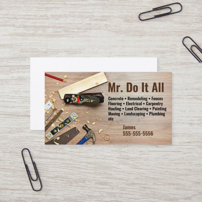 Machen Sie das alles Handyman Business Card Visitenkarte (Vorderseite/Rückseite Beispiel)