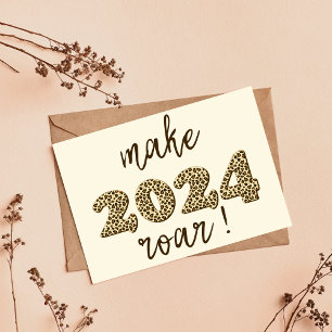 Machen Sie das Jahr 2024 zum Schweigen! Fun Leopar Postkarte