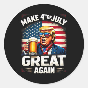 Machen Sie den 4. Juli wieder groß Trump Bier trin Runder Aufkleber