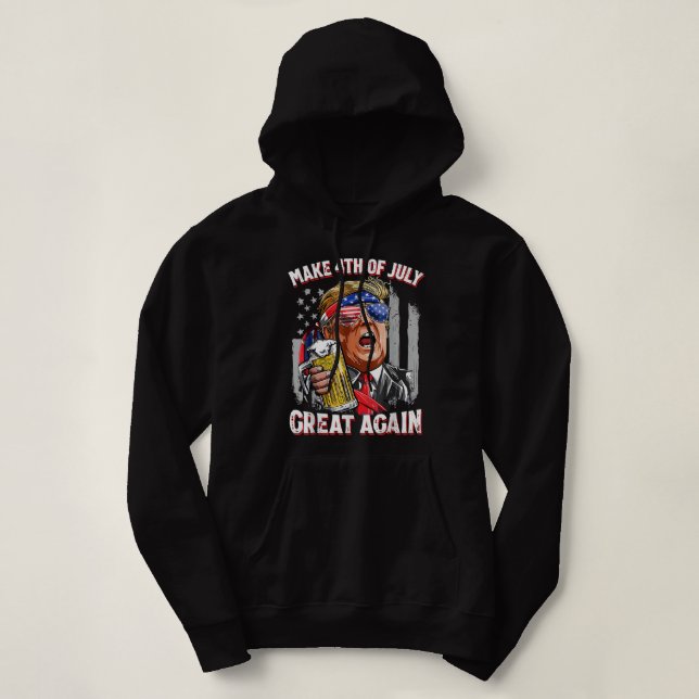Machen Sie den 4. Juli wieder groß Trump Lover Ame Hoodie (Design vorne)