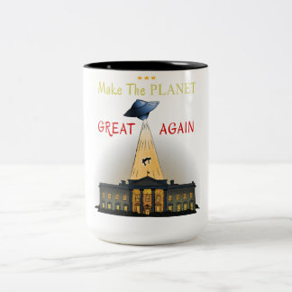 Machen Sie den Planeten wieder groß! UFO-T-Shirt Zweifarbige Tasse
