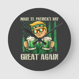 Machen Sie den St. Patrick's Day wieder großartig Runde Wanduhr