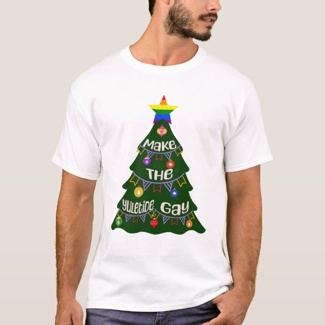 Machen Sie den Yuletide-Gay Pride T-Shirt (Vorderseite)