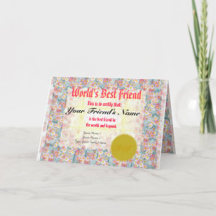 Machen Sie der beste Freund-Zertifikat einer Welt Karte