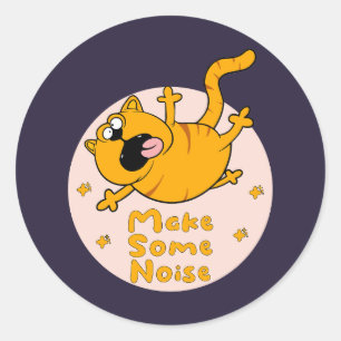Machen Sie ein Geräusch Kawaii Funny Oange Katzens Runder Aufkleber