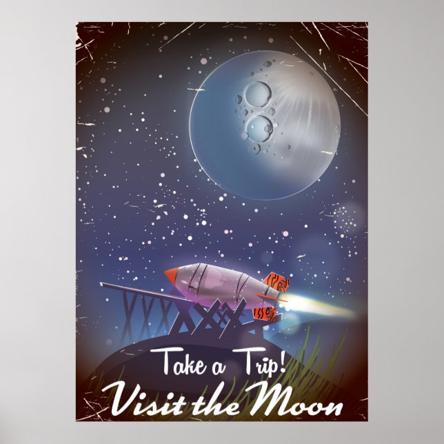 Machen Sie eine Reise! Besuchen Sie das Moon Vinta Poster (Vorne)