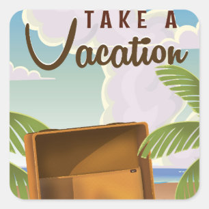 Machen Sie eine Reise Vintage-Reiseposter Quadratischer Aufkleber
