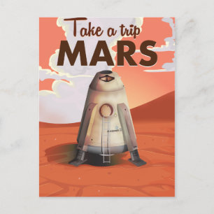 Machen Sie eine Reise zum Mars Vintage-Reiseposter Postkarte