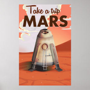 Machen Sie einen Ausflug in die Mars Vintage Reise Poster