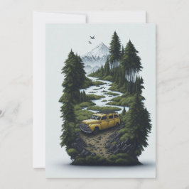 Machen Sie einen Ausflug mit Vintagen Naturporträt Einladung