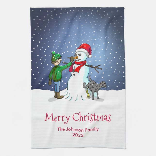 Machen Sie einen Snowman Geschirrtuch (Vertikal)