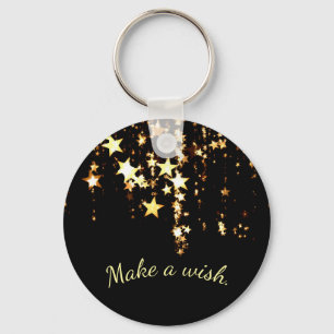Machen Sie einen Wunsch auf fallenden Goldsternen Schlüsselanhänger