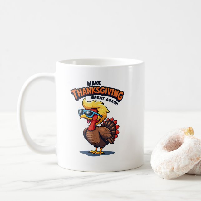 Machen Sie Erntedank wieder groß Trump Türkei USA Kaffeetasse (Mit Donut)