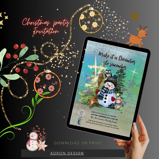 Machen Sie es Dezember erinnern an Weihnachten Blu Einladung (Make it December to remember Christmas Blue Invitation)