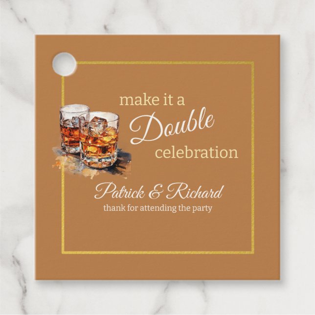 Machen Sie es zu einer doppelten Feier Brown Whisk Geschenkanhänger (Vorderseite)